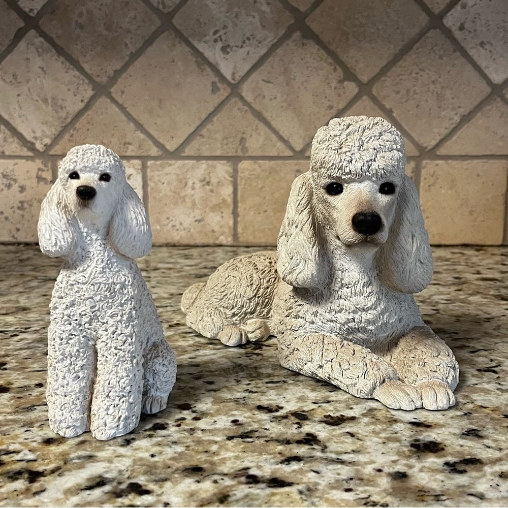 Original Sandicast Standard Poodle Sculptures White/Cream